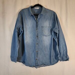 Sonoma Denim Shirt Long Sleeve Button Up Casual Top Women's Size XL